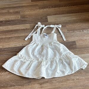 White Textured Sleeveless Dress